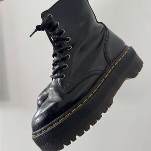 Black Leather Lace-Up Boots